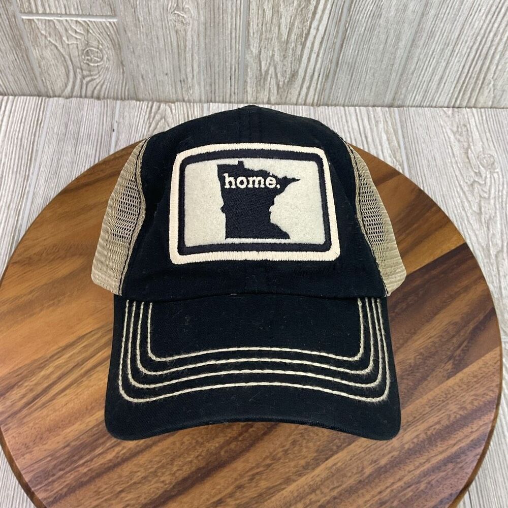Vintage Minnesota Home State Apparel Beige Black Logo Baseball Cap Hat OSFA